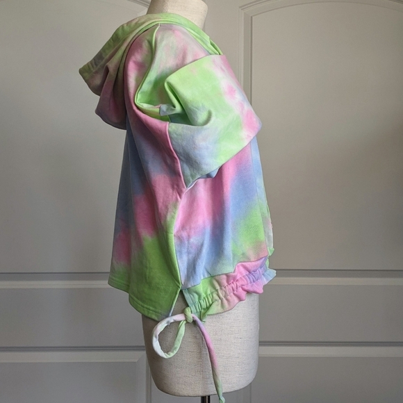 Blank NYC Hoodie Tie Dye Long Sleeve Pullover Ruched Hem Ties Multicolor M NWT - Picture 7 of 16